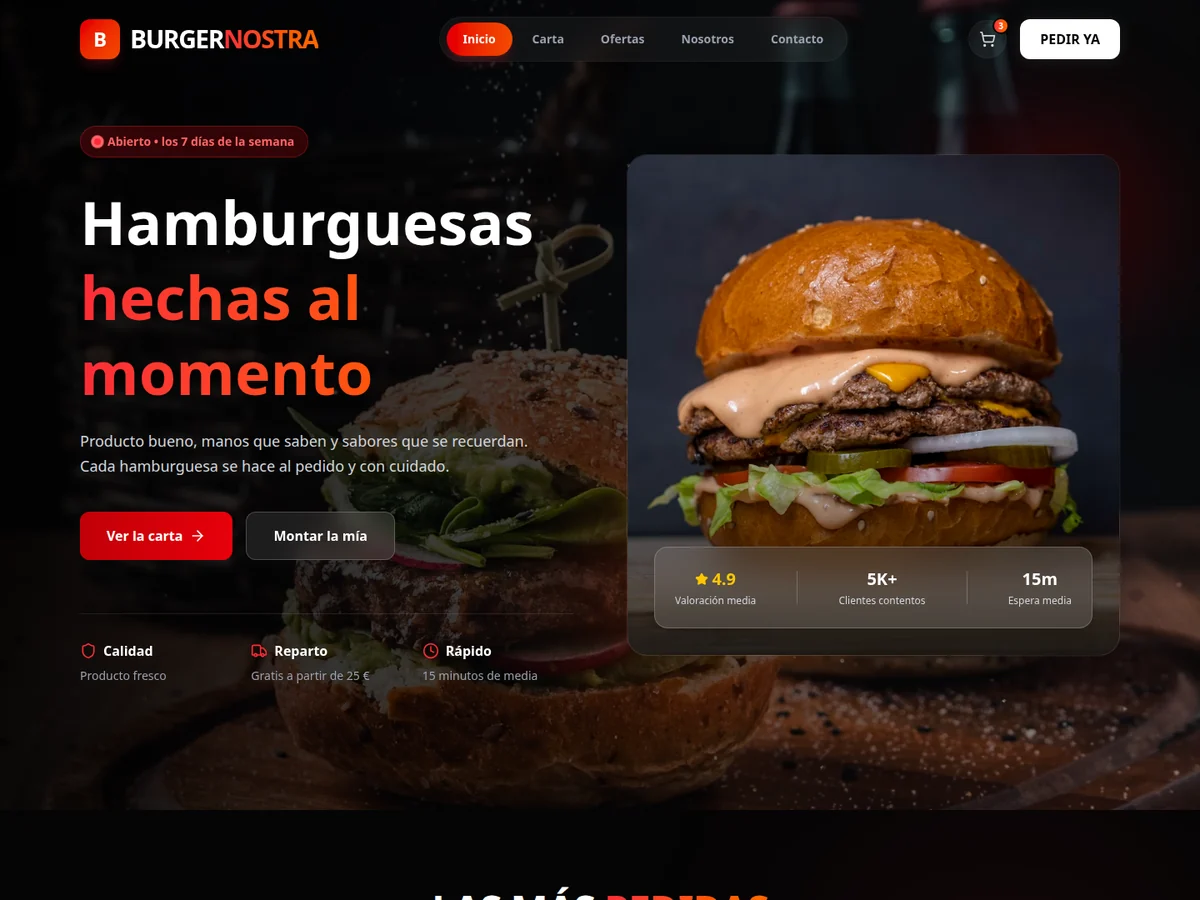 Portada de la web de Burger Nostra